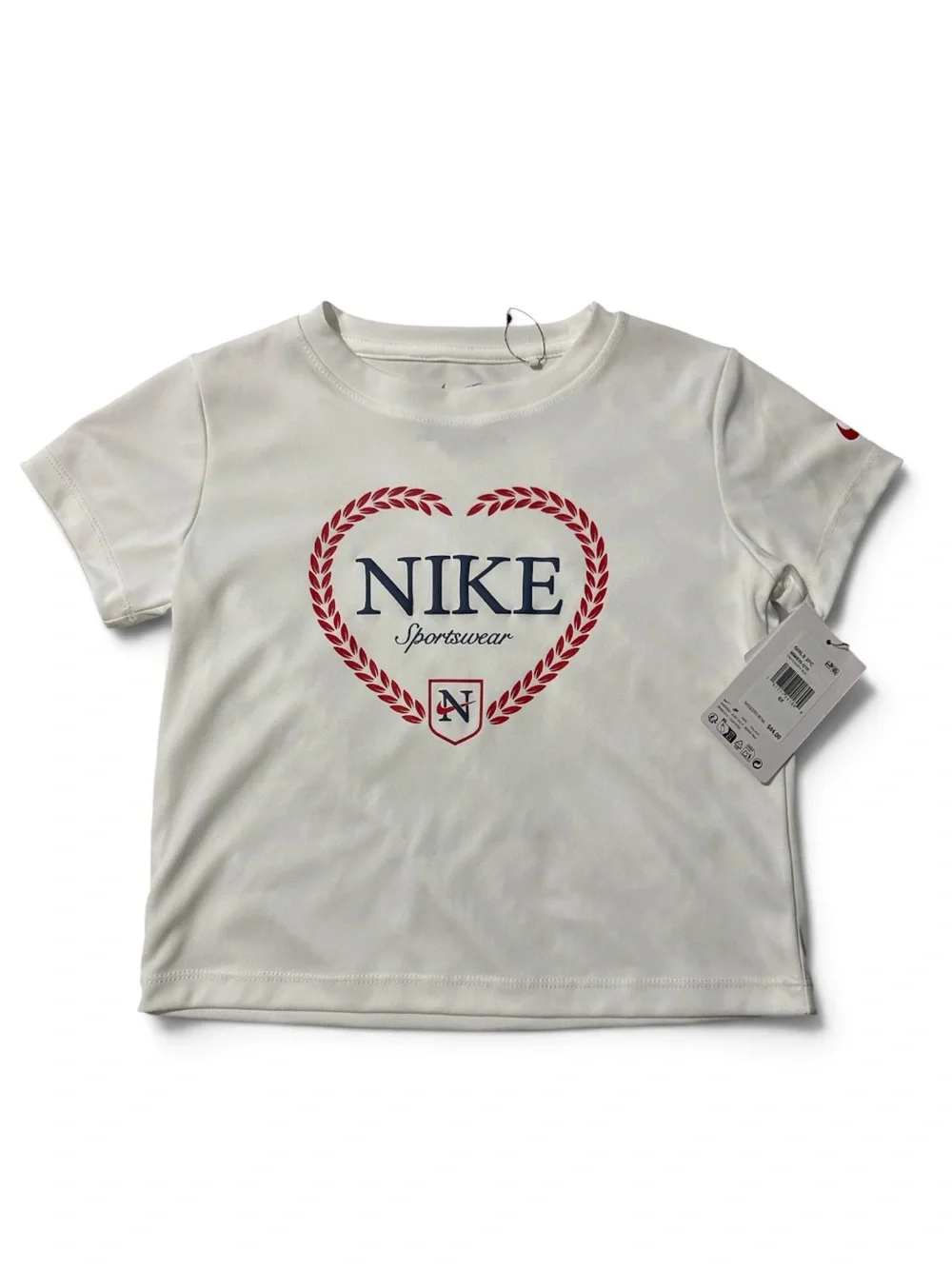 Nike White Tee with Red Heart Logo & Red Athletic Shorts